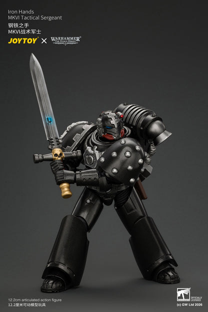 (29/10/2026) Iron Hands MkVI Tactical Sergeant with Bolter, Plasma Pistol & Power sword - "The Horus Heresy" Warhammer 1/18 Action Figure By JOYTOY