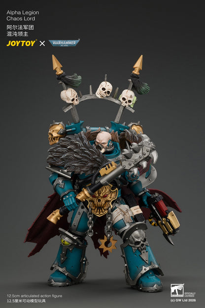 (10/11/2026)Alpha Legion Chaos Lord with Plasma Pistol and Accursed Weapon - Warhammer 40K 1/18 Action Figure By JOYTOY
