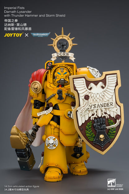 (8/8) Imperial Fists Darnath Lysander with Thunder Hammer and Storm Shield - Warhammer 40k 1/18 Action Figure By JOYTOY