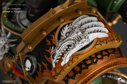 (15/10) Salamanders Vulkan, Primarch of the XVlllth Legion with Dawnbringer, The Furnace's Heart and Dragon's Breath Gauntlet - Warhammer 30k 1/18 Action Figure By JOYTOY