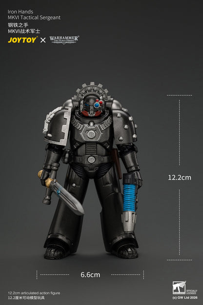 (29/10/2026) Iron Hands MkVI Tactical Sergeant with Bolter, Plasma Pistol & Power sword - "The Horus Heresy" Warhammer 1/18 Action Figure By JOYTOY