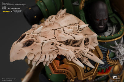 (15/10) Salamanders Vulkan, Primarch of the XVlllth Legion with Dawnbringer, The Furnace's Heart and Dragon's Breath Gauntlet - Warhammer 30k 1/18 Action Figure By JOYTOY