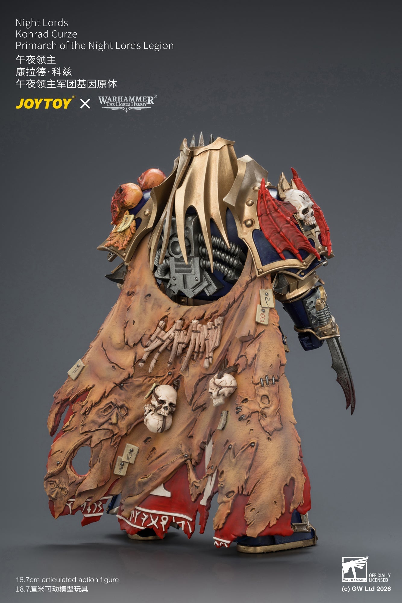 (25/8) Night Lords Konrad Curze Primarch of the Night Lords Legion - "The Horus Heresy" Warhammer 30k 1/18 Action Figure By JOYTOY