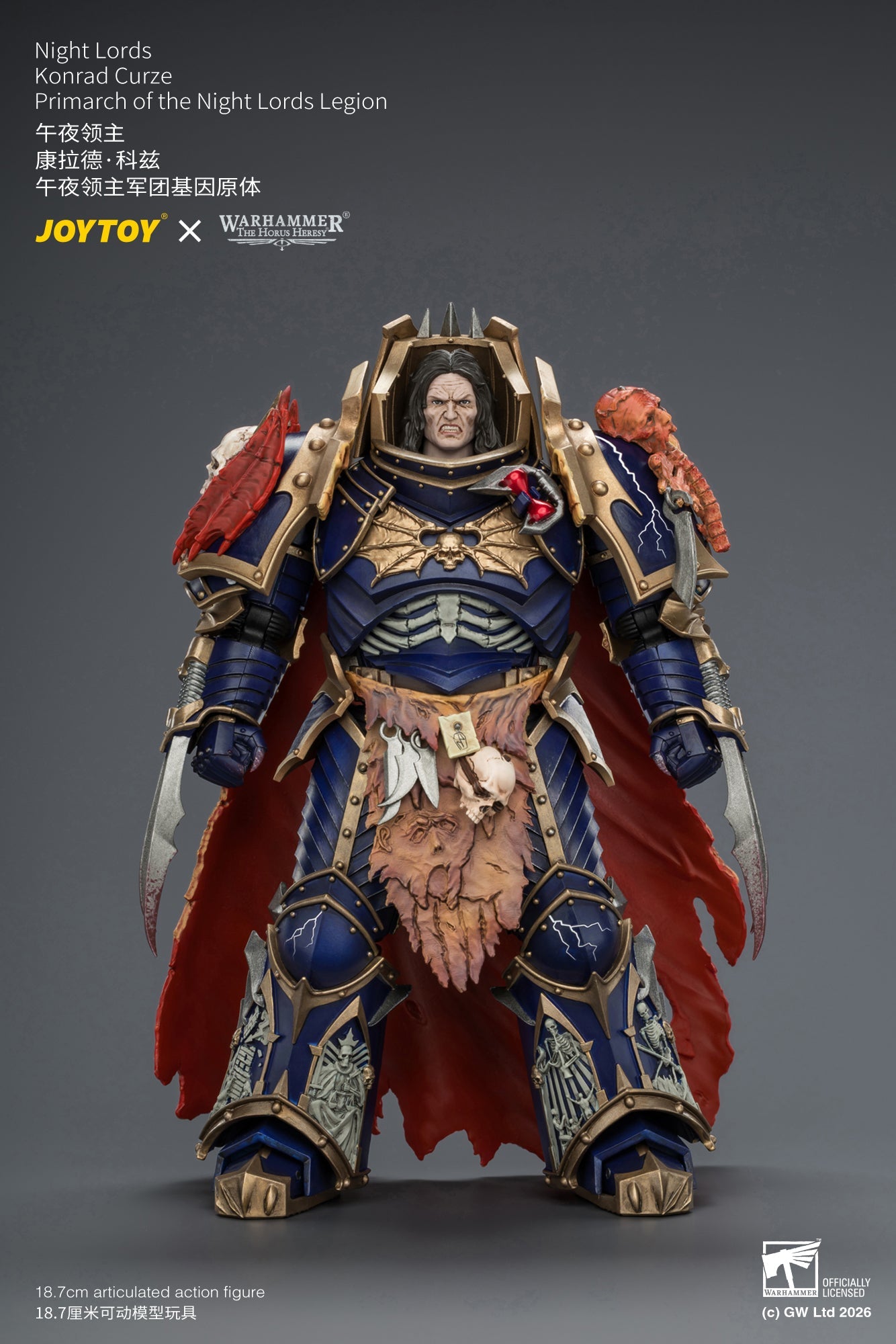 (25/8) Night Lords Konrad Curze Primarch of the Night Lords Legion - "The Horus Heresy" Warhammer 30k 1/18 Action Figure By JOYTOY