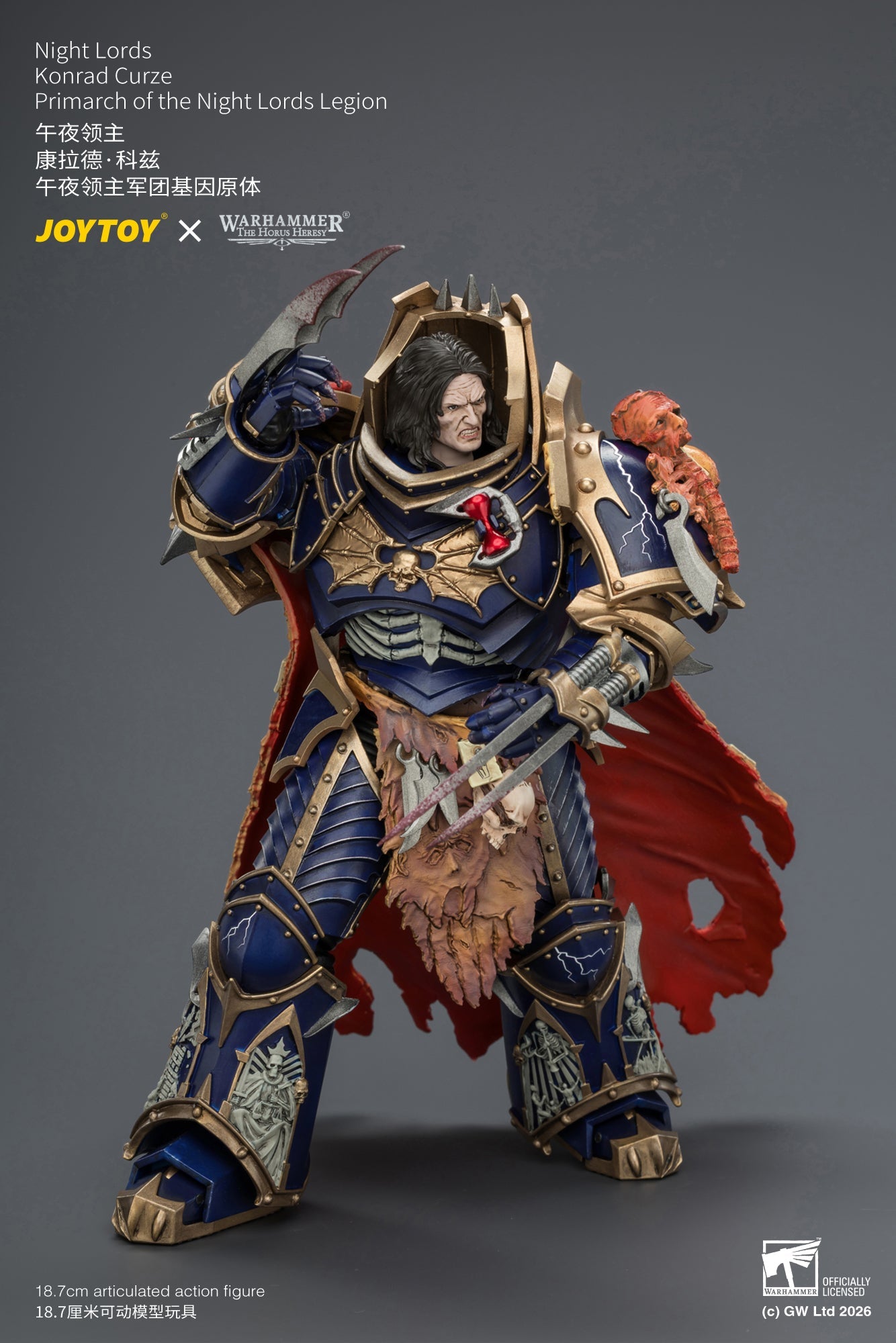 (25/8) Night Lords Konrad Curze Primarch of the Night Lords Legion - "The Horus Heresy" Warhammer 30k 1/18 Action Figure By JOYTOY