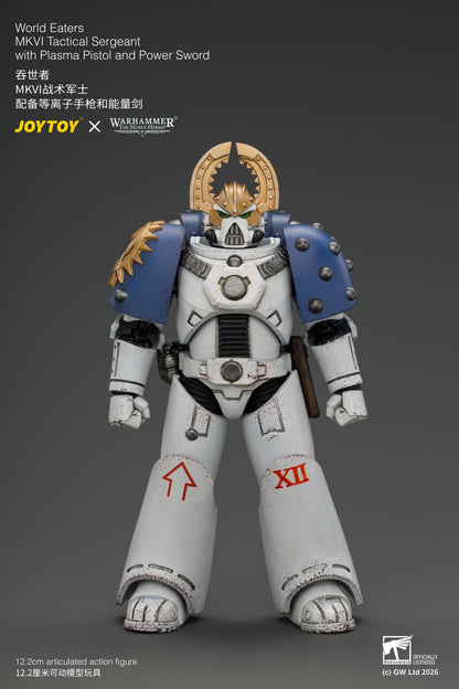 (18/9) World Eaters MKVI Tactical Sergeant with Plasma Pistol and Power Sword - Warhammer "The Horus Heresy" 1/18 Action Figure By JOYTOY