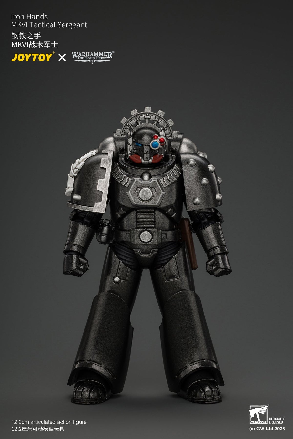(29/10/2026) Iron Hands MkVI Tactical Sergeant with Bolter, Plasma Pistol & Power sword - "The Horus Heresy" Warhammer 1/18 Action Figure By JOYTOY