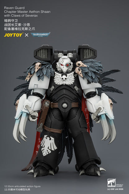 (25/7) Raven Guard Chapter Master Aethon Shaan with Claws of Severax and Heavy Bolt Pistol - Warhammer 40k 1/18 Action Figure By JOYTOY