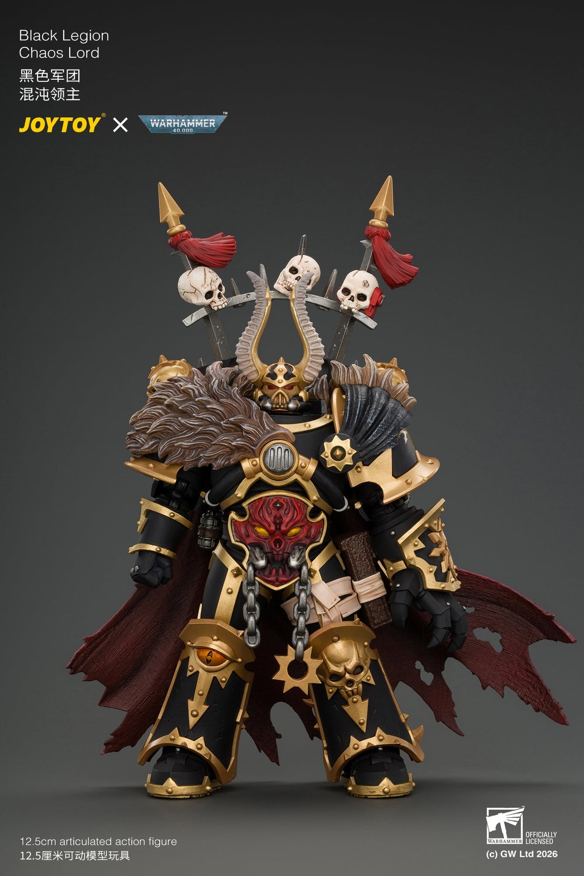(10/11/2026) Black Legion Chaos Lord with Power Fist, Plasma Pistol and Astartes Chainblade - Warhammer 40K 1/18 Action Figure By JOYTOY
