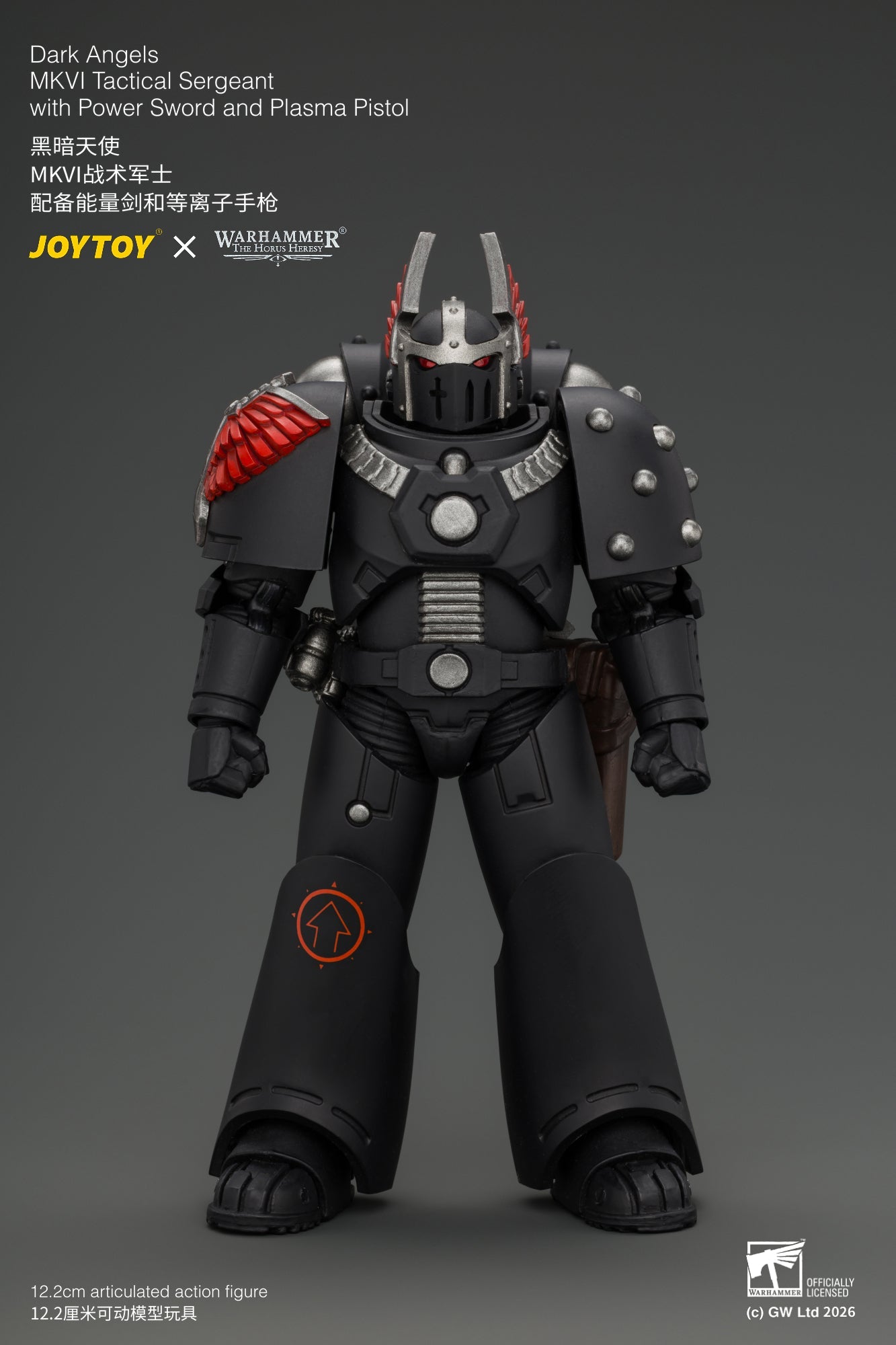 (18/9) Dark Angels MKVI Tactical Sergeant with Power Sword and Plasma Pistol - Warhammer "The Horus Heresy" 1/18 Action Figure By JOYTOY