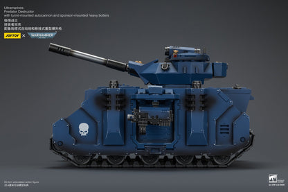 (20/5 CUTOFF) Ultramarines Predator Destructor with turret-mounted autocannon and sponson-mounted heavy bolters  - Warhammer 40K 1/18 Action Figure By JOYTOY