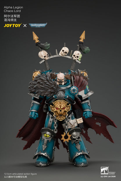 (10/11/2026)Alpha Legion Chaos Lord with Plasma Pistol and Accursed Weapon - Warhammer 40K 1/18 Action Figure By JOYTOY