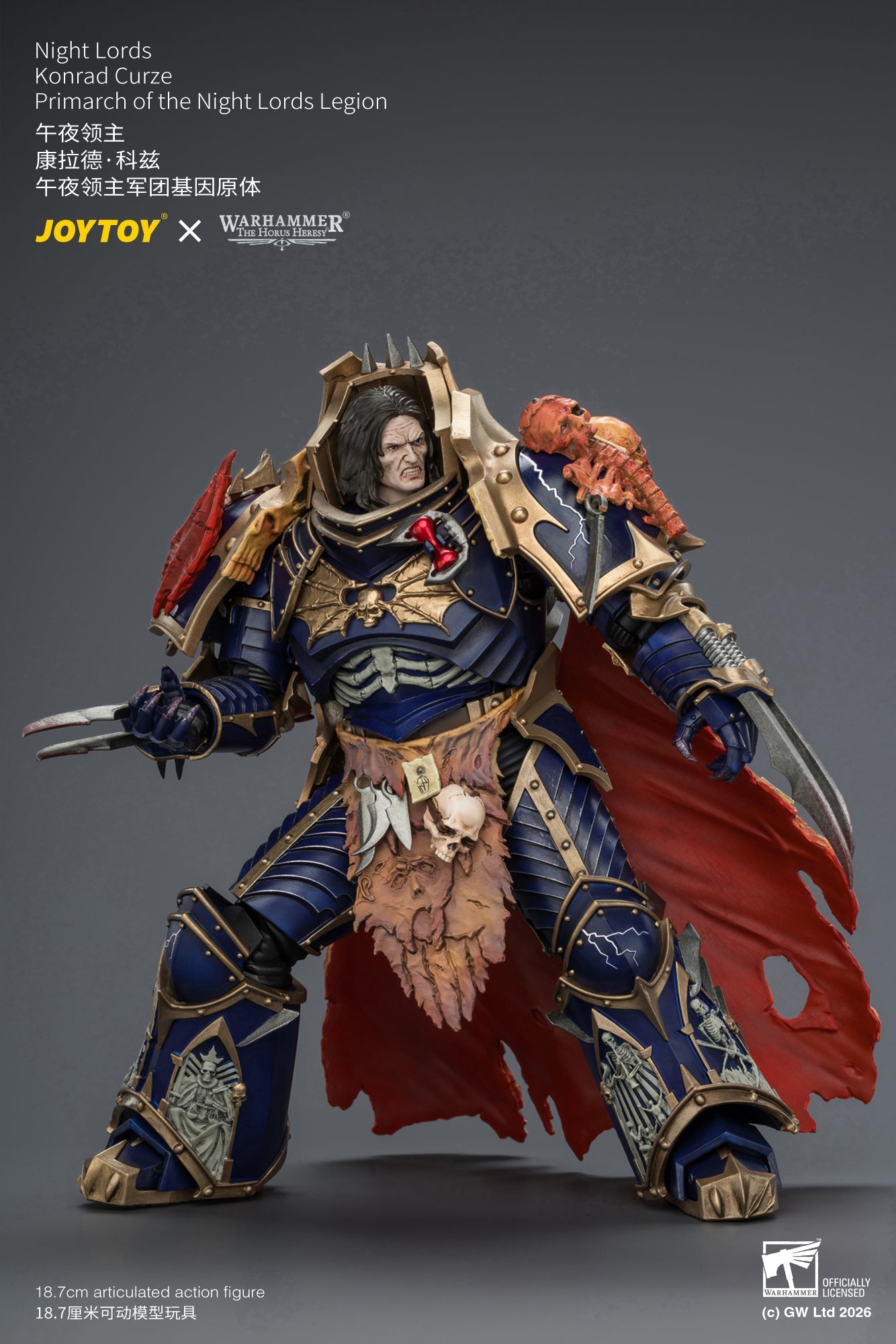 (25/8) Night Lords Konrad Curze Primarch of the Night Lords Legion - "The Horus Heresy" Warhammer 30k 1/18 Action Figure By JOYTOY