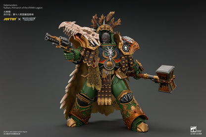(15/10) Salamanders Vulkan, Primarch of the XVlllth Legion with Dawnbringer, The Furnace's Heart and Dragon's Breath Gauntlet - Warhammer 30k 1/18 Action Figure By JOYTOY