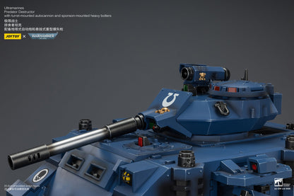 (20/5 CUTOFF) Ultramarines Predator Destructor with turret-mounted autocannon and sponson-mounted heavy bolters  - Warhammer 40K 1/18 Action Figure By JOYTOY