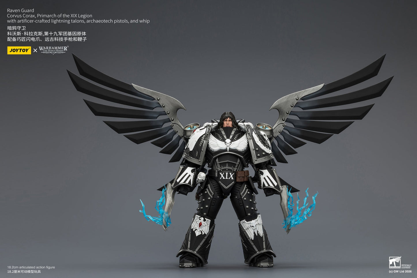 (CUTOFF MAY 1 ) Raven Guard Corvus Corax, Primarch of the XIX Legion - Warhammer "The Horus Heresy" 1/18 Action Figure By JOYTOY