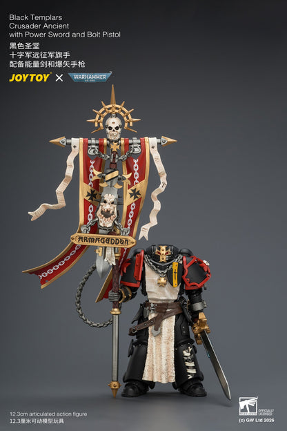 (25/7) Black Templars Crusader Ancient with Power Sword and Bolt Pistol - Warhammer 40K 1/18 Action Figure By JOYTOY