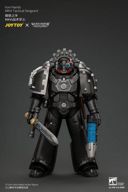 (29/10/2026) Iron Hands MkVI Tactical Sergeant with Bolter, Plasma Pistol & Power sword - "The Horus Heresy" Warhammer 1/18 Action Figure By JOYTOY