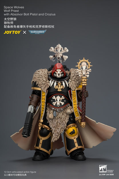 (25/7) Space Wolves Wolf Priest with Absolvor Bolt Pistol and Crozius - Warhammer 40k 1/18 Action Figure By JOYTOY