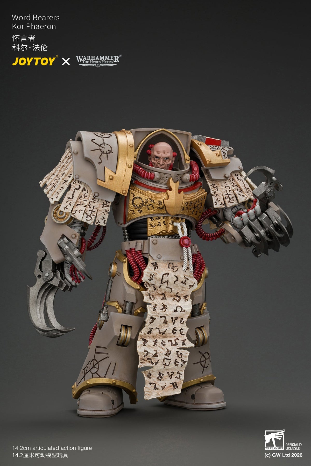 (29/10/2026) Word Bearers Kor Phaeron with Patriarch's Claws - "The Horus Heresy" Warhammer 1/18 Action Figure By JOYTOY