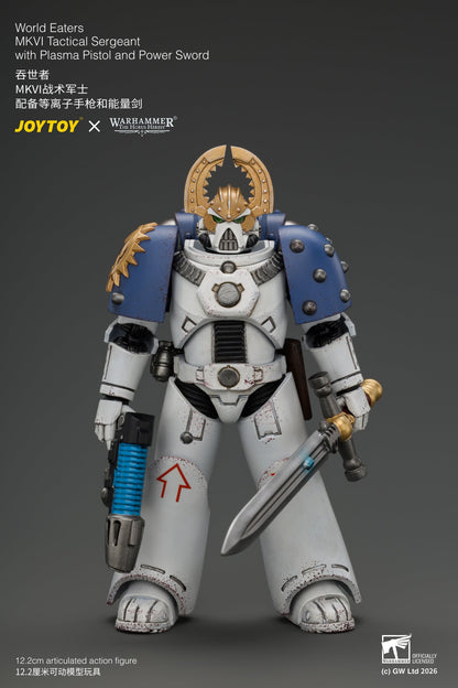 (18/9) World Eaters MKVI Tactical Sergeant with Plasma Pistol and Power Sword - Warhammer "The Horus Heresy" 1/18 Action Figure By JOYTOY