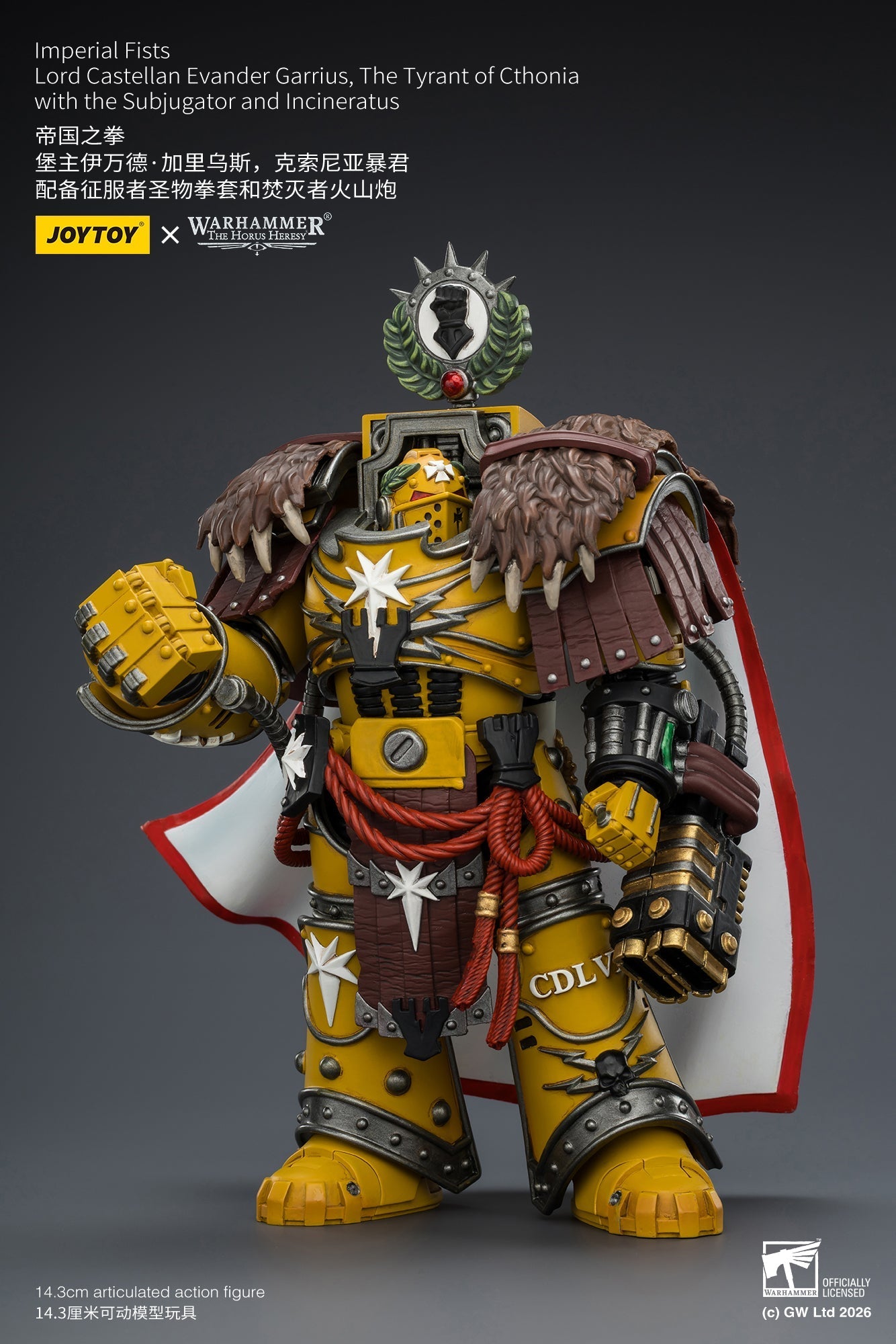 (15/6 CUTOFF) Imperial Fists Lord Castellan Evander Garrius & Legion Praetor in Mk III Armour - "The Horus Heresy" Primarch-Warhammer 40k 1/18 Action Figure By JOYTOY
