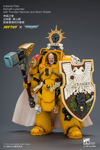 (8/8) Imperial Fists Darnath Lysander with Thunder Hammer and Storm Shield - Warhammer 40k 1/18 Action Figure By JOYTOY
