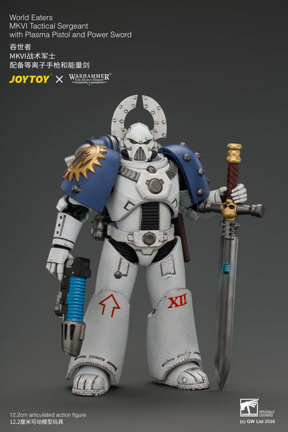 (18/9) World Eaters MKVI Tactical Sergeant with Plasma Pistol and Power Sword - Warhammer "The Horus Heresy" 1/18 Action Figure By JOYTOY