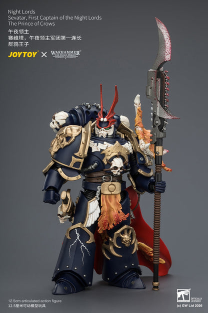(30/6)Night Lords Sevatar, First Captain of the Night Lords The Prince of Crows - "The Horus Heresy" Warhammer 40k 1/18 Action Figure By JOYTOY