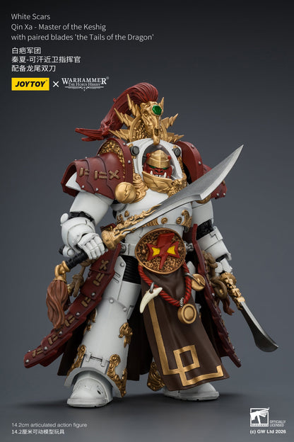 (20 MAR CUTOFF) White Scars Qin Xa & Hibou Khan &Contemptor Dreadnought-Warhammer 40k 1/18 Action Figure By JOYTOY