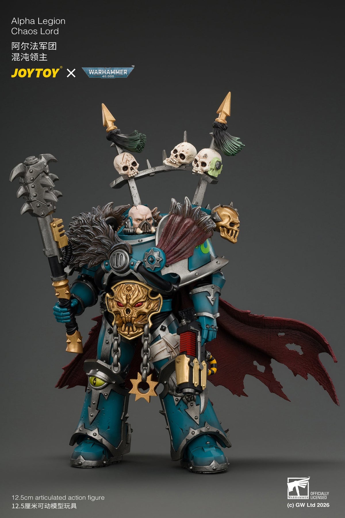 (10/11/2026)Alpha Legion Chaos Lord with Plasma Pistol and Accursed Weapon - Warhammer 40K 1/18 Action Figure By JOYTOY