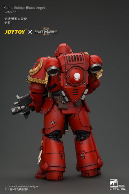 (15/10/2026)Game Edition Blood Angels Veteran with Bolt Rifle, Chainsword and Bolt Pistol and Plasma Pistol - Warhammer 40k 1/18 Action Figure By JOYTOY