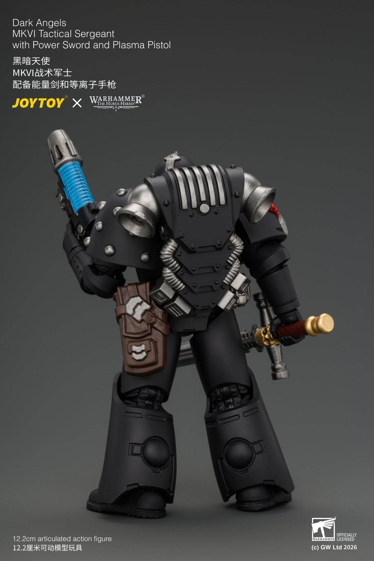(18/9) Dark Angels MKVI Tactical Sergeant with Power Sword and Plasma Pistol - Warhammer "The Horus Heresy" 1/18 Action Figure By JOYTOY