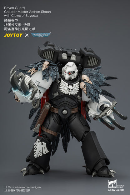 (25/7) Raven Guard Chapter Master Aethon Shaan with Claws of Severax and Heavy Bolt Pistol - Warhammer 40k 1/18 Action Figure By JOYTOY