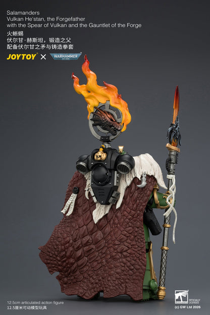 (15/6 CUTOFF) Salamanders Vulkan He'stan, the Forgefather with the Spear of Vulkan and the Gauntlet of the ForgePrimarch-Warhammer 40k 1/18 Action Figure By JOYTOY