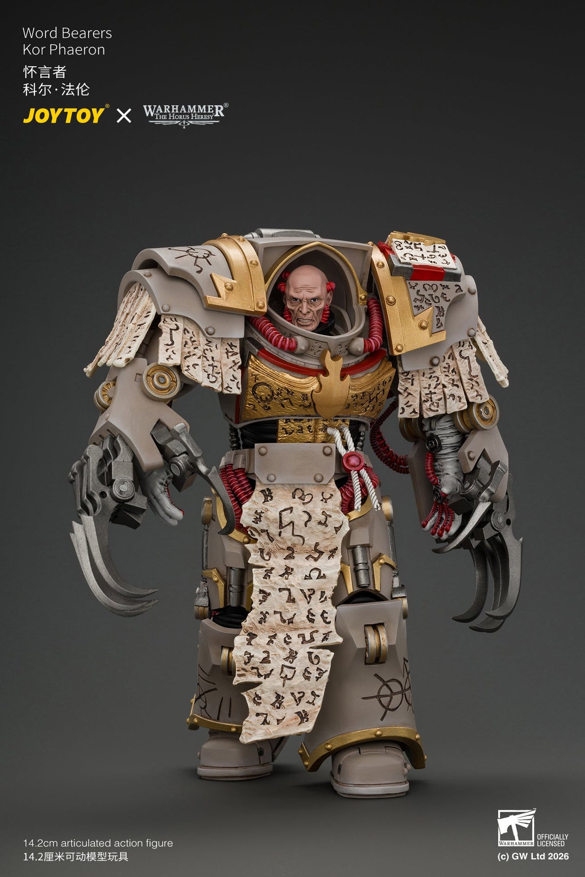 (29/10/2026) Word Bearers Kor Phaeron with Patriarch's Claws - "The Horus Heresy" Warhammer 1/18 Action Figure By JOYTOY