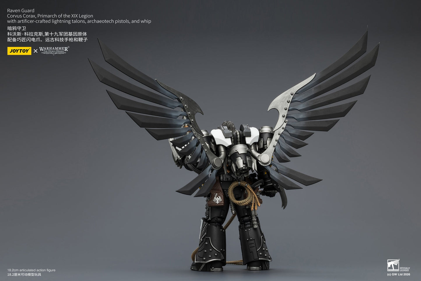 (CUTOFF MAY 1 ) Raven Guard Corvus Corax, Primarch of the XIX Legion - Warhammer "The Horus Heresy" 1/18 Action Figure By JOYTOY