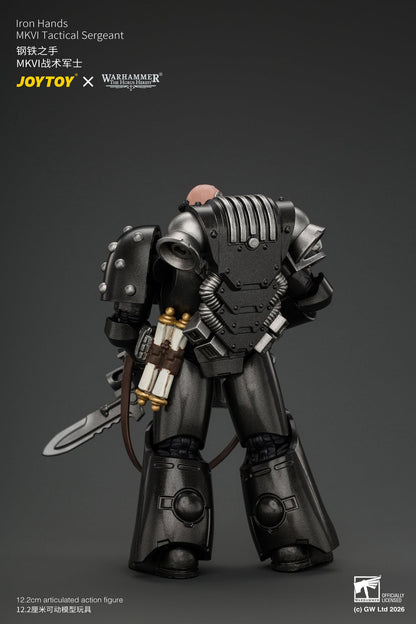 (29/10/2026) Iron Hands MkVI Tactical Sergeant with Bolter, Plasma Pistol & Power sword - "The Horus Heresy" Warhammer 1/18 Action Figure By JOYTOY