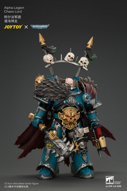 (10/11/2026)Alpha Legion Chaos Lord with Plasma Pistol and Accursed Weapon - Warhammer 40K 1/18 Action Figure By JOYTOY