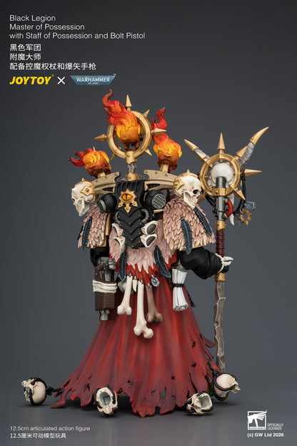 (25/7) Black Legion Master of Possession with Staff of Possession and Bolt Pistol - Warhammer 40K 1/18 Action Figure By JOYTOY