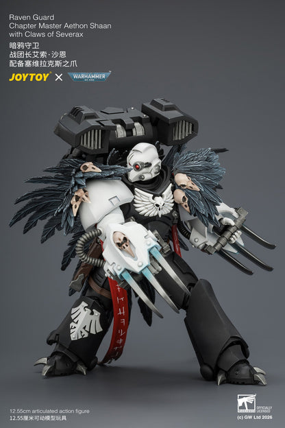 (25/7) Raven Guard Chapter Master Aethon Shaan with Claws of Severax and Heavy Bolt Pistol - Warhammer 40k 1/18 Action Figure By JOYTOY