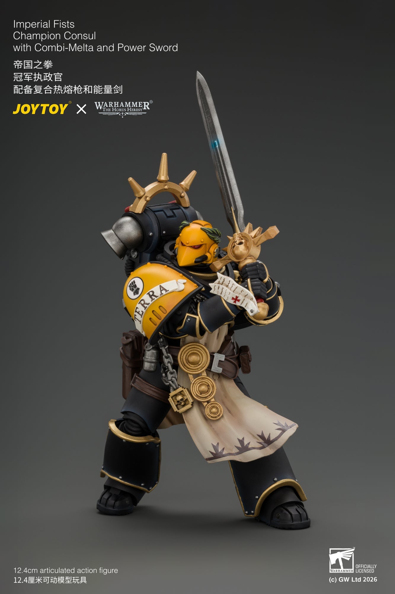 (18/9) Imperial Fists Champion Consul with Combi-Melta and Power Sword - Warhammer "The Horus Heresy" 1/18 Action Figure By JOYTOY