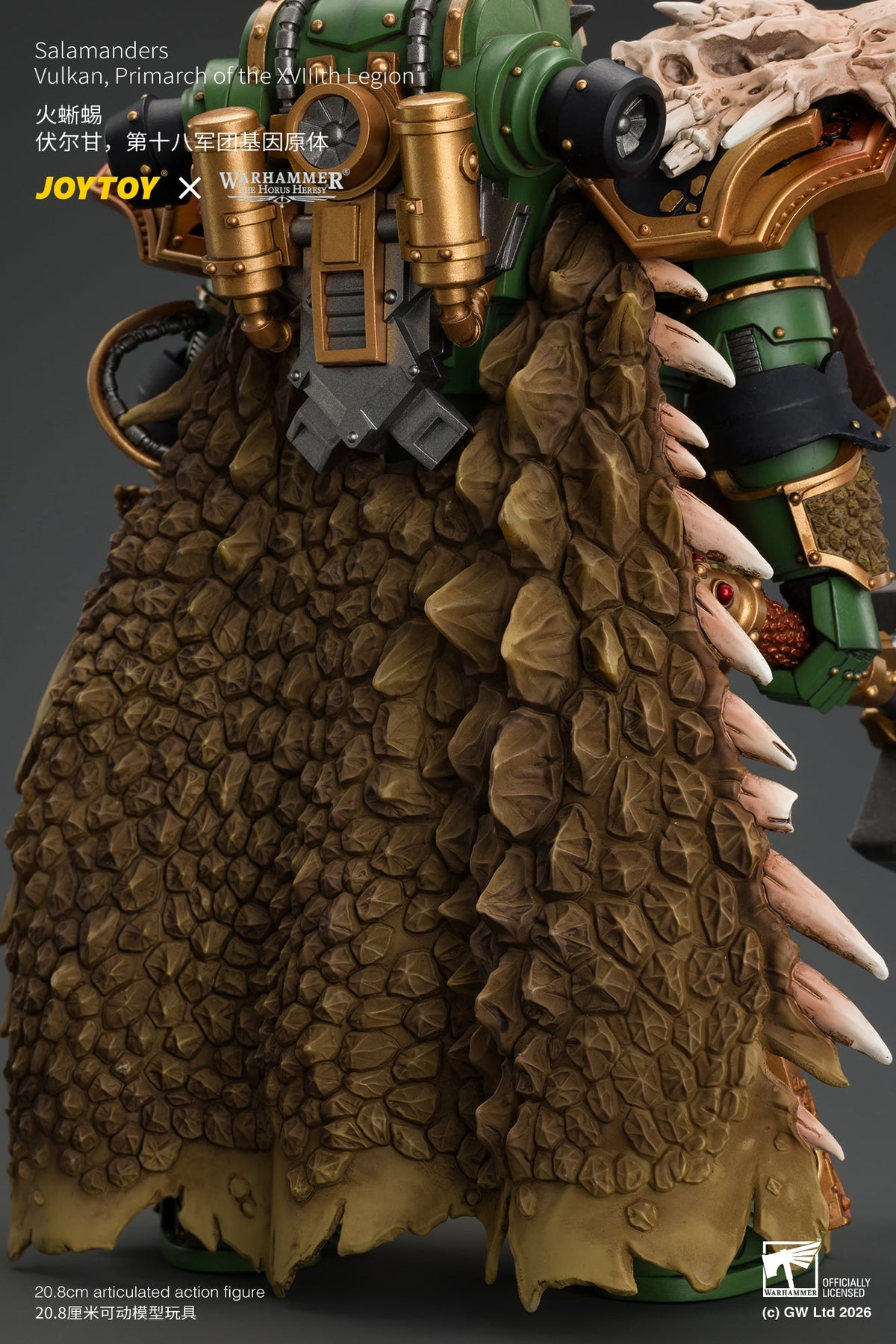 (15/10) Salamanders Vulkan, Primarch of the XVlllth Legion with Dawnbringer, The Furnace's Heart and Dragon's Breath Gauntlet - Warhammer 30k 1/18 Action Figure By JOYTOY