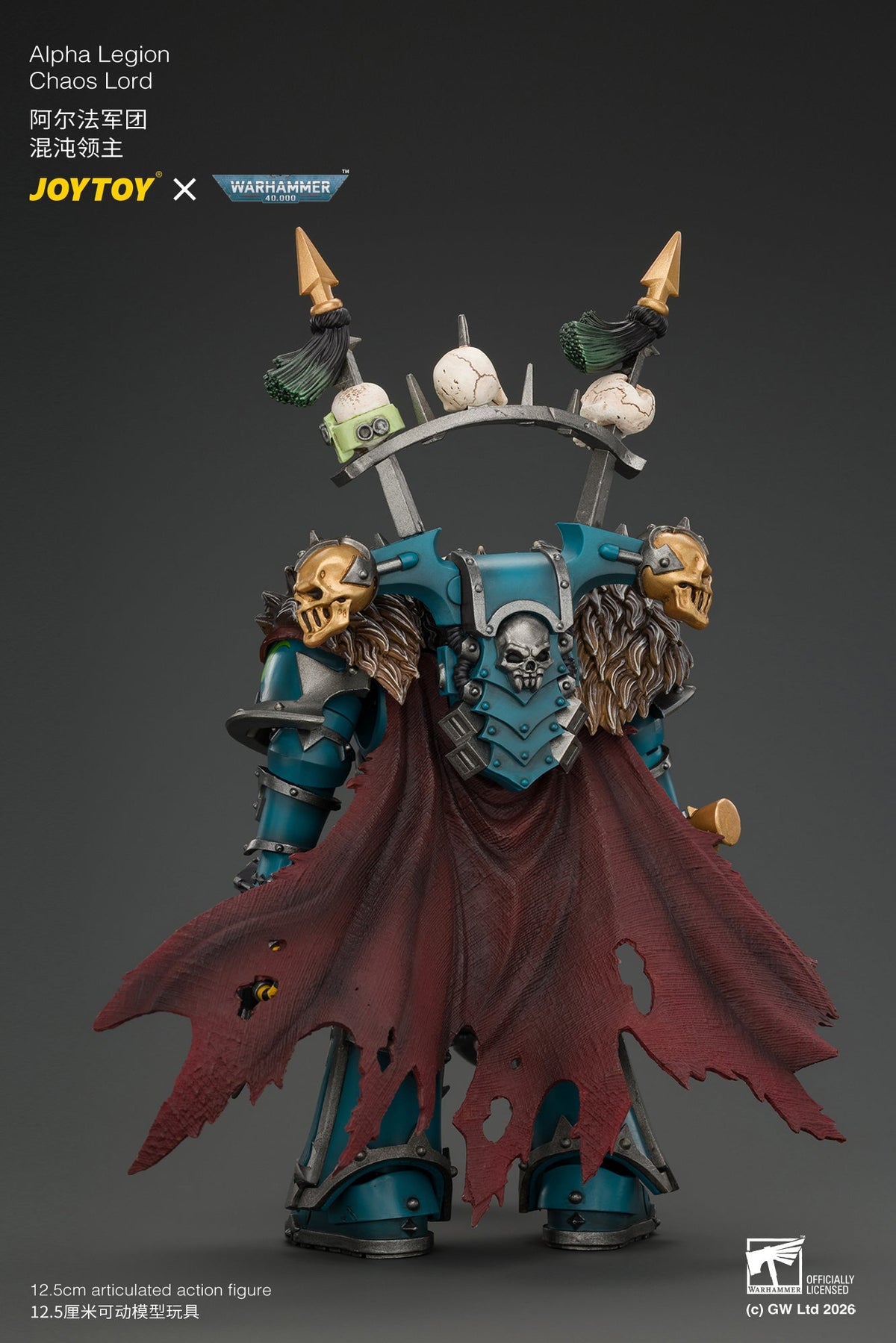 (10/11/2026)Alpha Legion Chaos Lord with Plasma Pistol and Accursed Weapon - Warhammer 40K 1/18 Action Figure By JOYTOY
