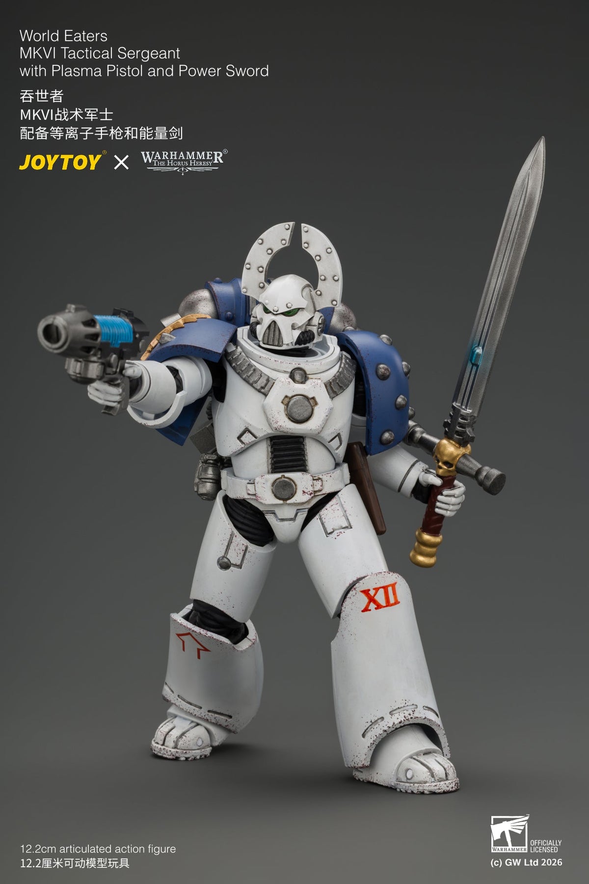 (18/9) World Eaters MKVI Tactical Sergeant with Plasma Pistol and Power Sword - Warhammer "The Horus Heresy" 1/18 Action Figure By JOYTOY