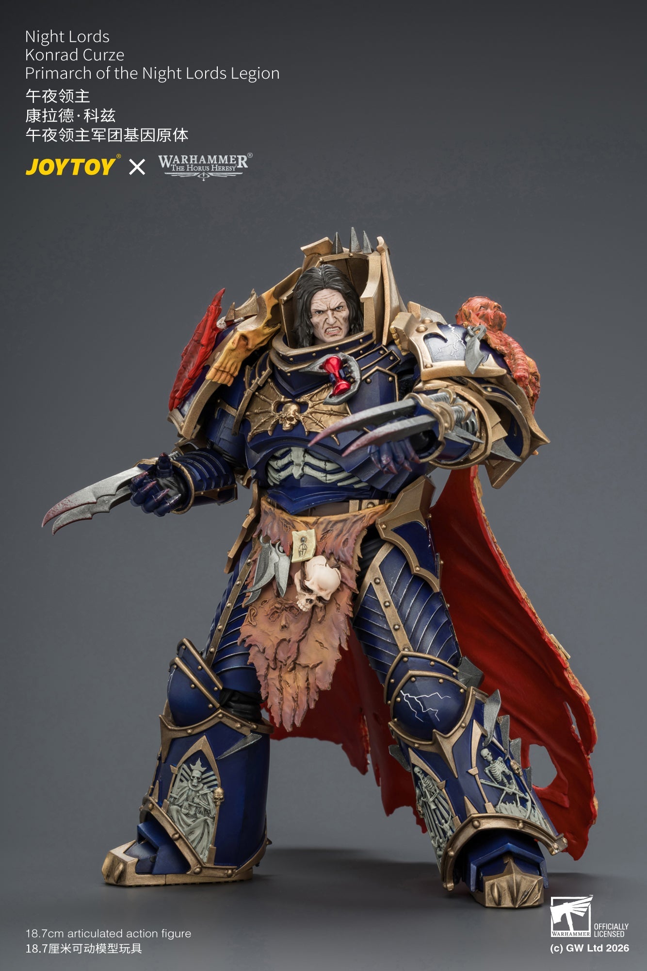 (25/8) Night Lords Konrad Curze Primarch of the Night Lords Legion - "The Horus Heresy" Warhammer 30k 1/18 Action Figure By JOYTOY