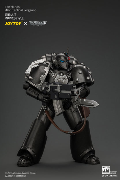 (29/10/2026) Iron Hands MkVI Tactical Sergeant with Bolter, Plasma Pistol & Power sword - "The Horus Heresy" Warhammer 1/18 Action Figure By JOYTOY