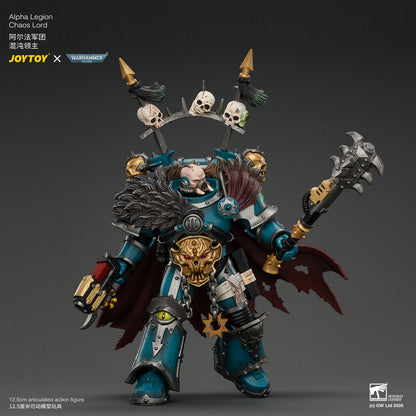 (10/11/2026)Alpha Legion Chaos Lord with Plasma Pistol and Accursed Weapon - Warhammer 40K 1/18 Action Figure By JOYTOY