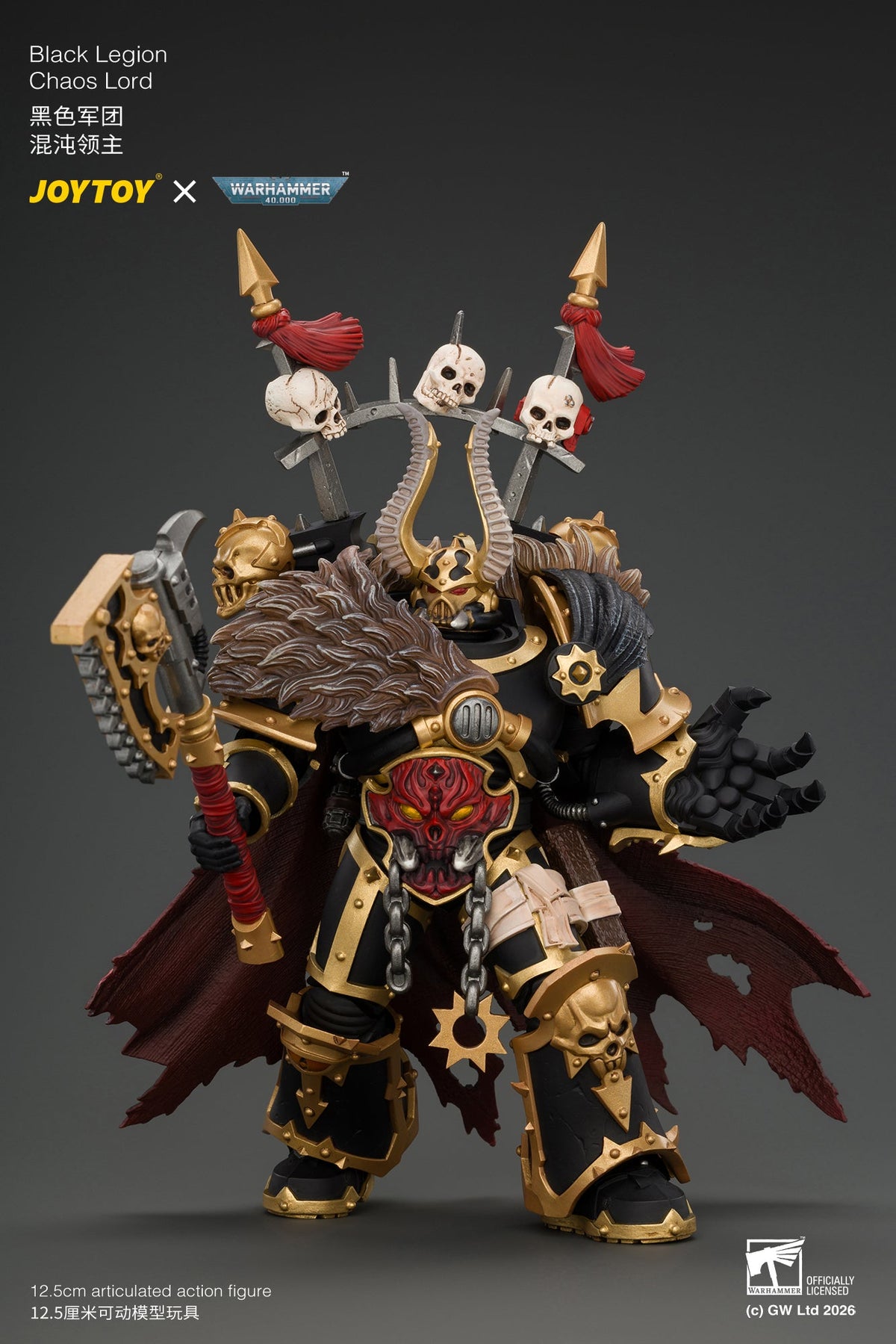 (10/11/2026) Black Legion Chaos Lord with Power Fist, Plasma Pistol and Astartes Chainblade - Warhammer 40K 1/18 Action Figure By JOYTOY