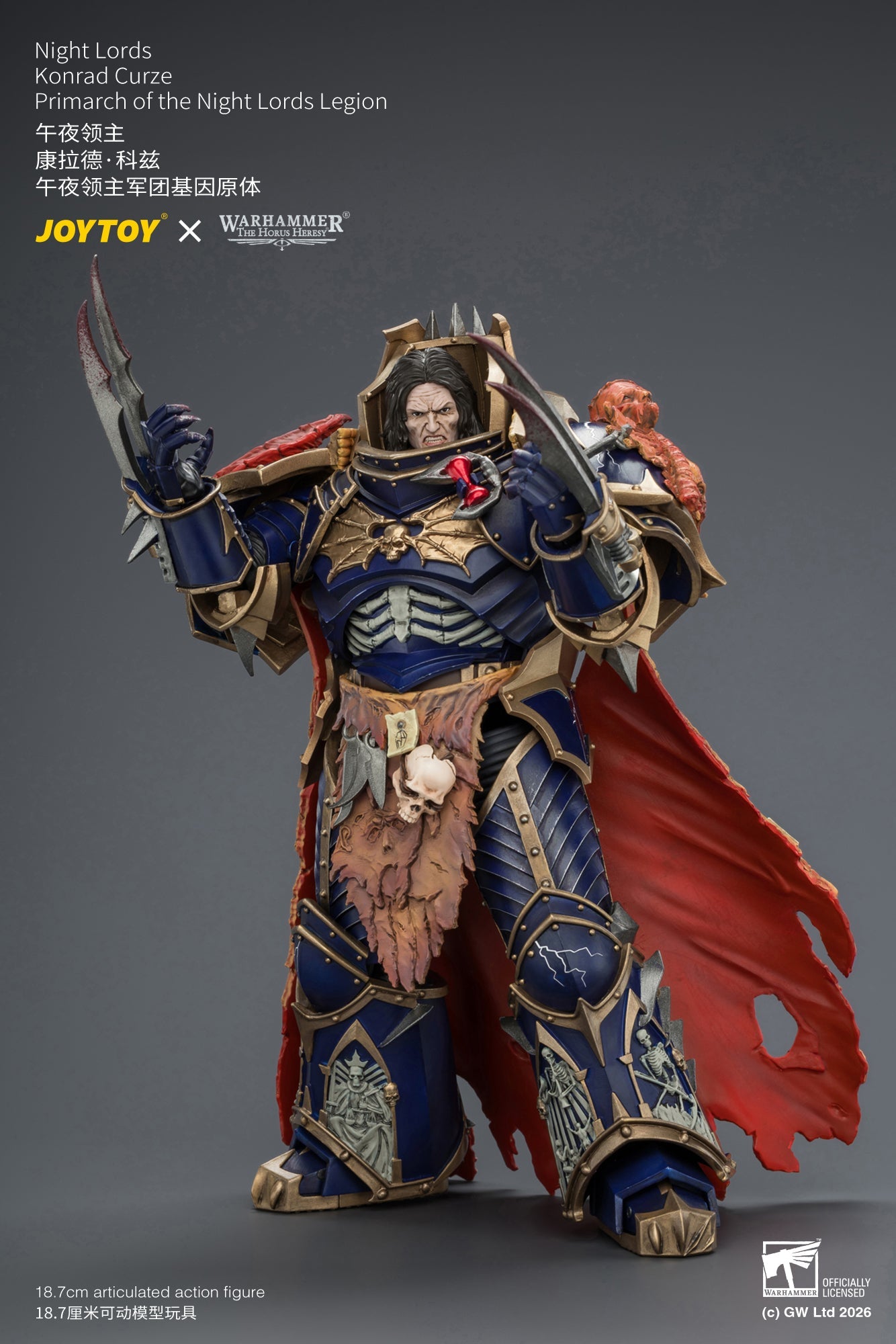 (25/8) Night Lords Konrad Curze Primarch of the Night Lords Legion - "The Horus Heresy" Warhammer 30k 1/18 Action Figure By JOYTOY